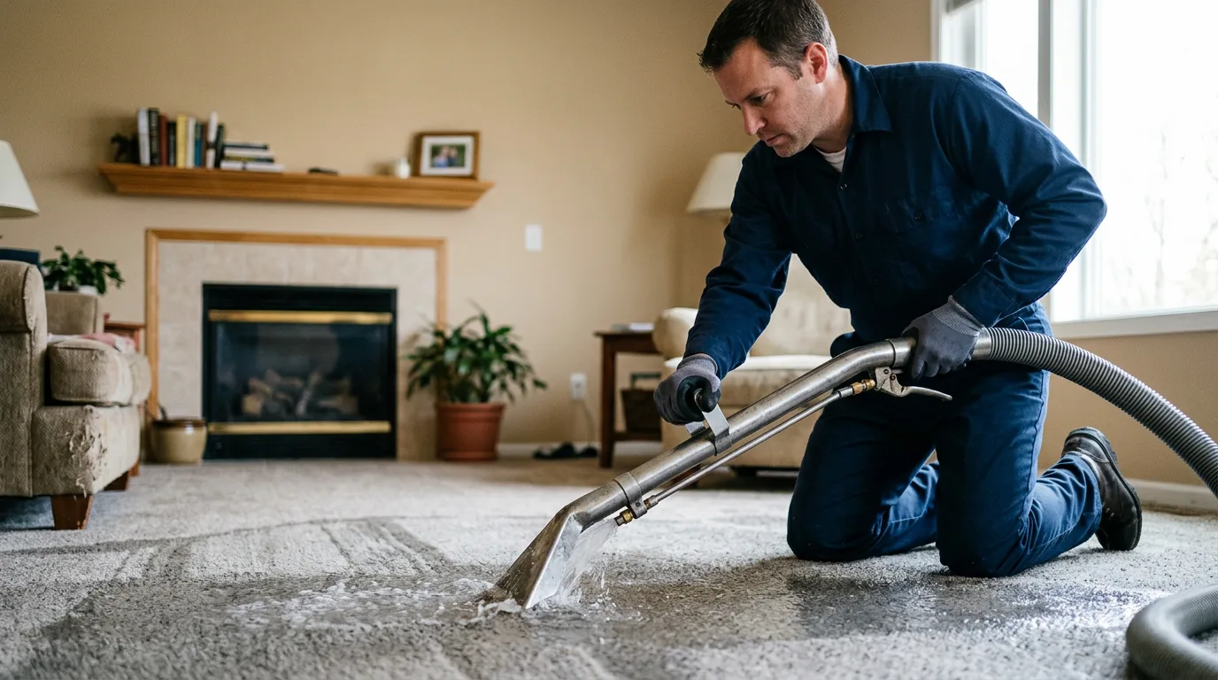 Water damage restoration technician working near Union City, MI